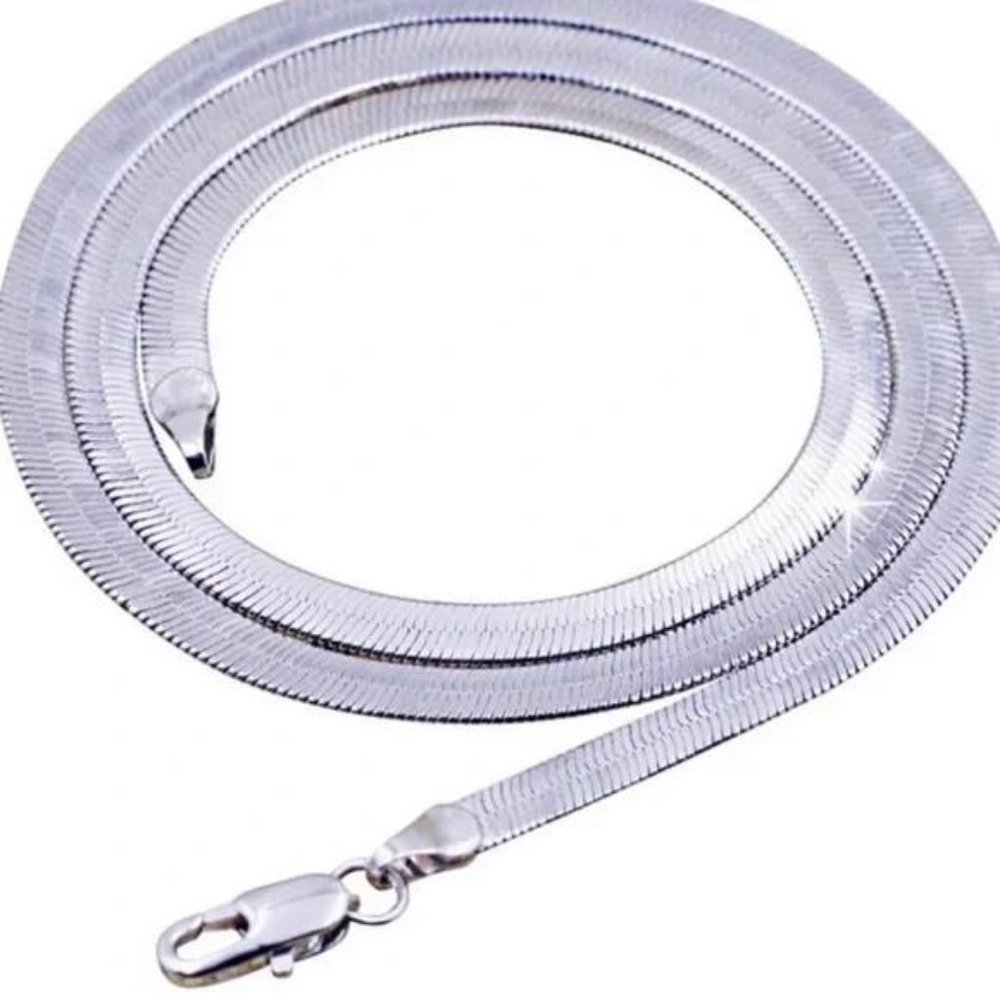 “20” 925 STERLING SILVER SNAKE FLATE NECKLACE - Picture 2 of 7